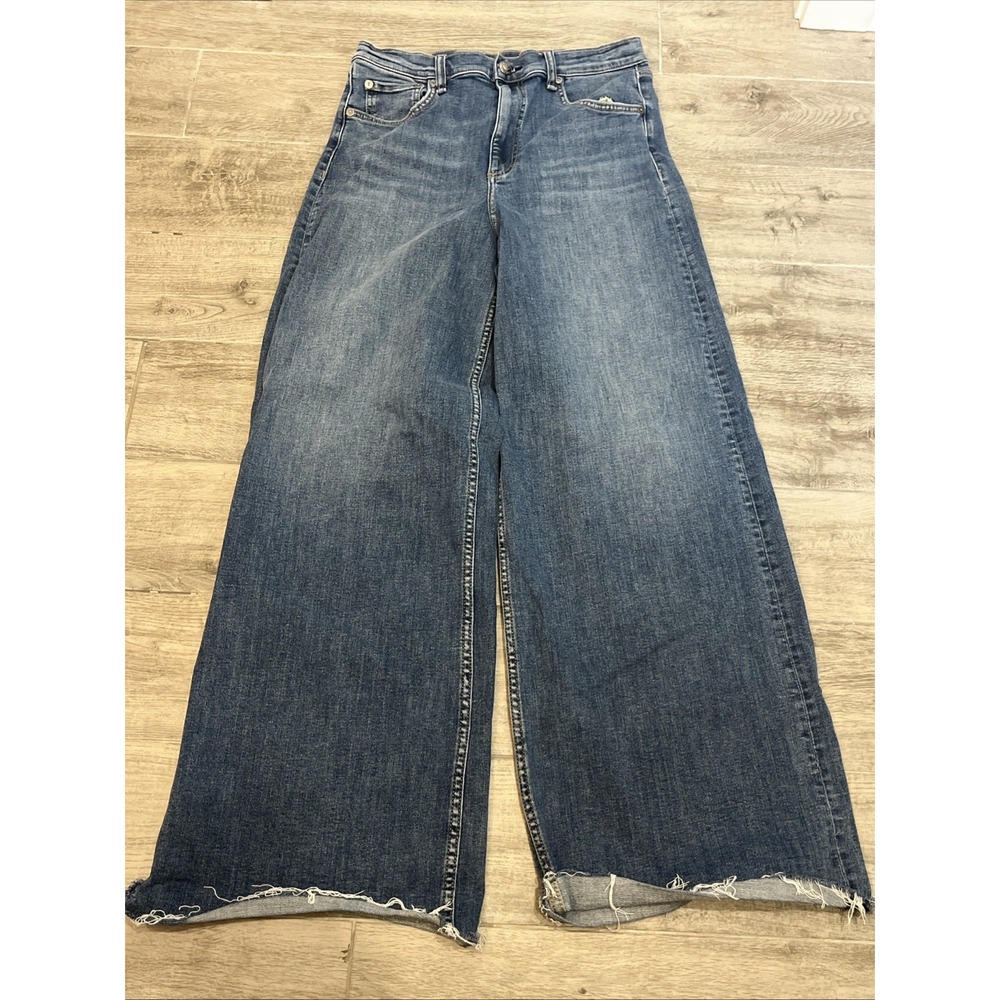 Rag & Bone The Sofie High Rise Full Length Ultra Wide Denim Jeans Women's Sz 30